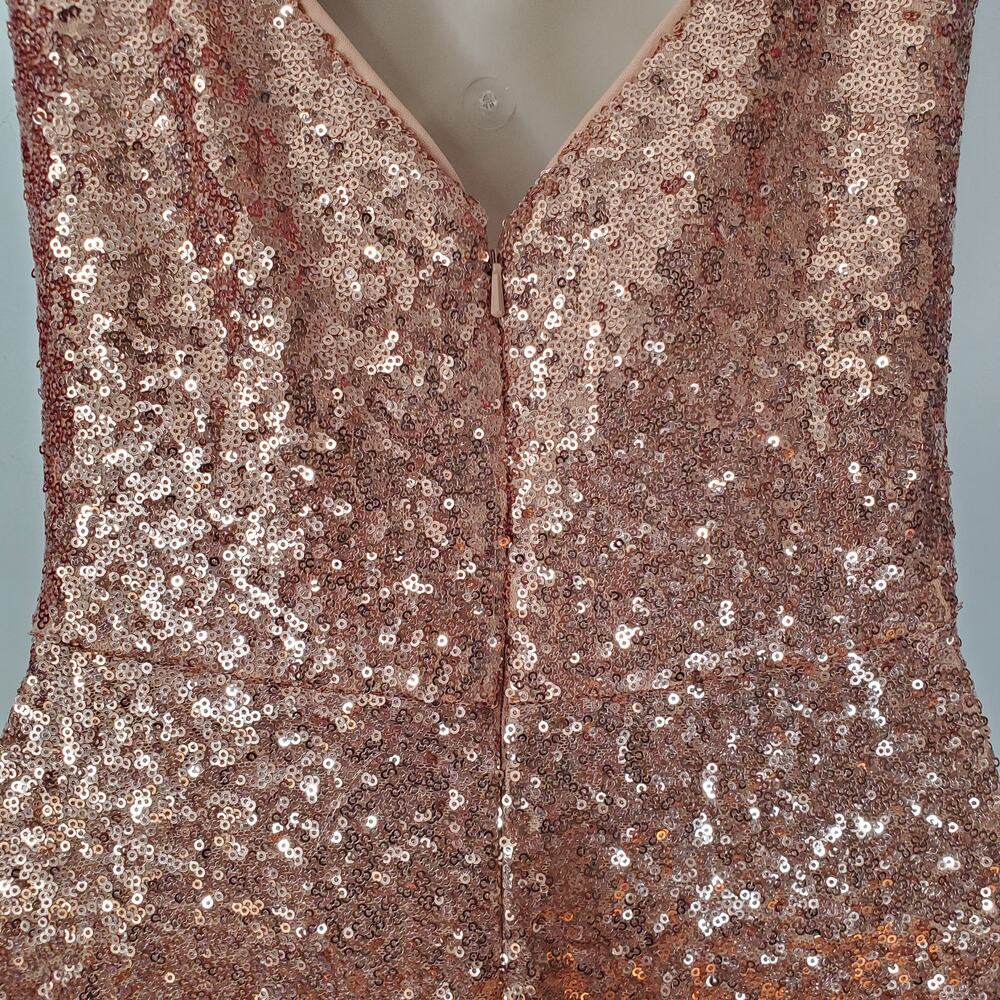Watters Anzen 5300 Sequin Maxi Evening Dress Gown Rose Gold Wedding Size 10 - Picture 8 of 11